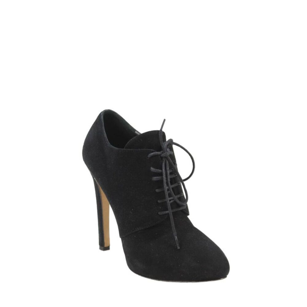 Barneys New York Womens Suede Round Toe Lace-Up Booties Black Size 7